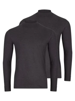 Ragman Herren Langarmshirts im 2er-Pack in grau