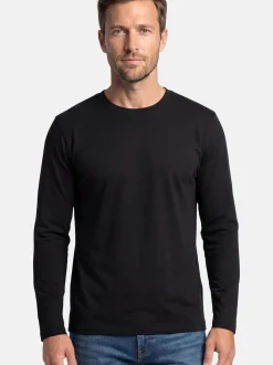 Ragman Herren Langarmshirts im 2er-Pack in schwarz