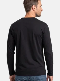 Ragman Herren Langarmshirts im 2er-Pack in schwarz