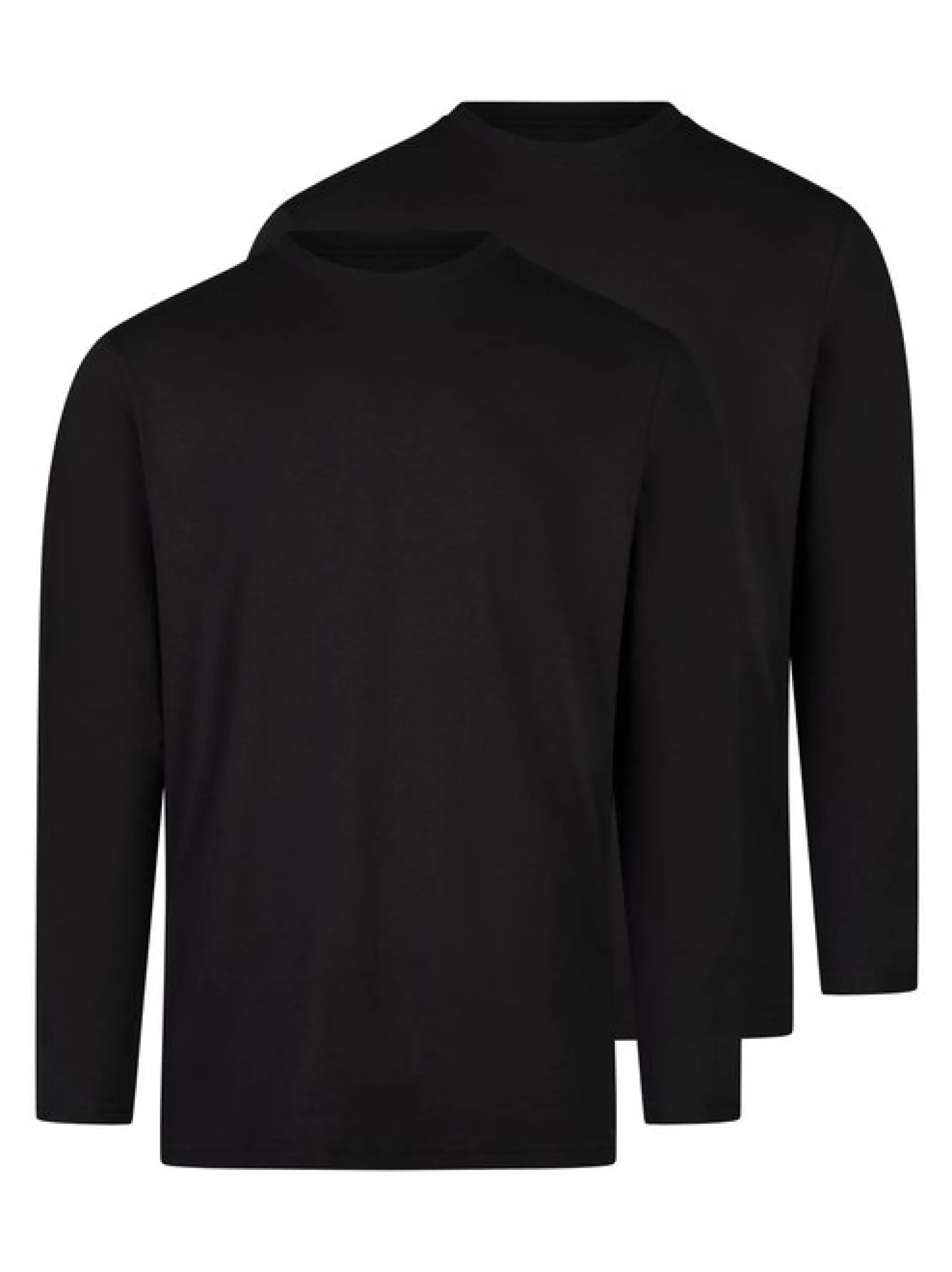 Ragman Herren Langarmshirts im 2er-Pack in schwarz