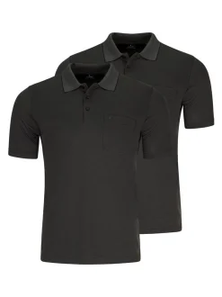 Ragman Herren Poloshirt im 2er-Pack in anthrazit