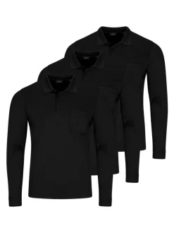 Ragman Herren Poloshirts im 3er-Pack in schwarz