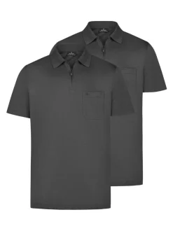 Ragman Herren Poloshirts im 2er-Pack in anthrazit