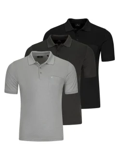 Ragman Herren Poloshirts im 3er-Pack in grau
