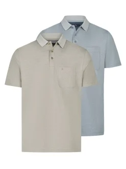 Ragman Herren Poloshirts im 2er-Pack in mehrfarbig