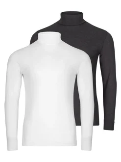 Ragman Herren Rollkragenshirts im 2er-Pack in grau