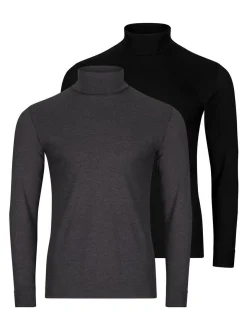 Ragman Herren Rollkragenshirts im 2er-Pack in grau