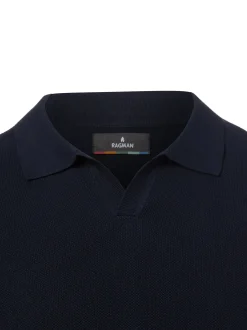 Ragman Herren Strickshirt in marine - Ärmel: kurzarm