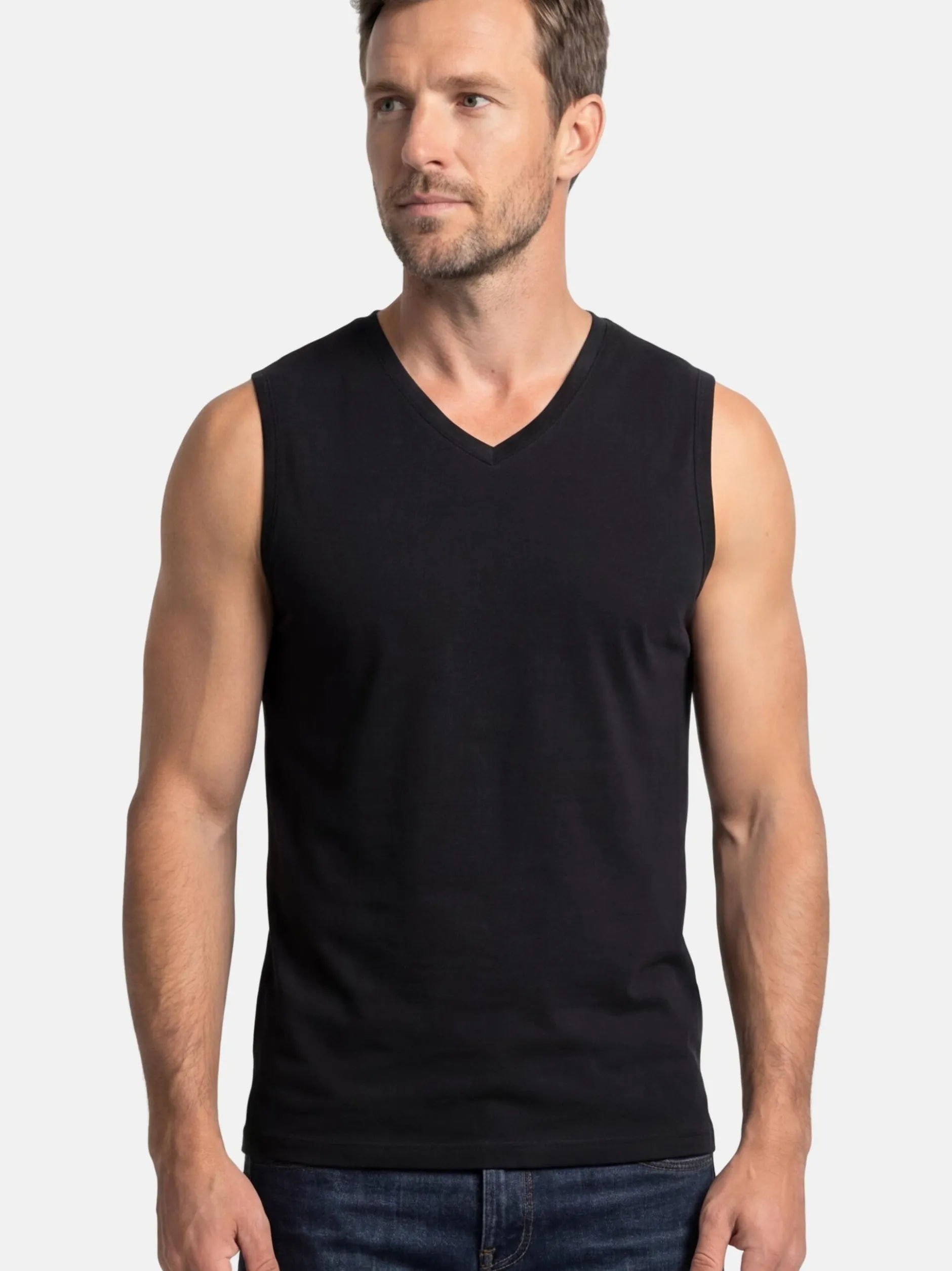 Ragman Herren Unterhemden im 4er-Pack in schwarz