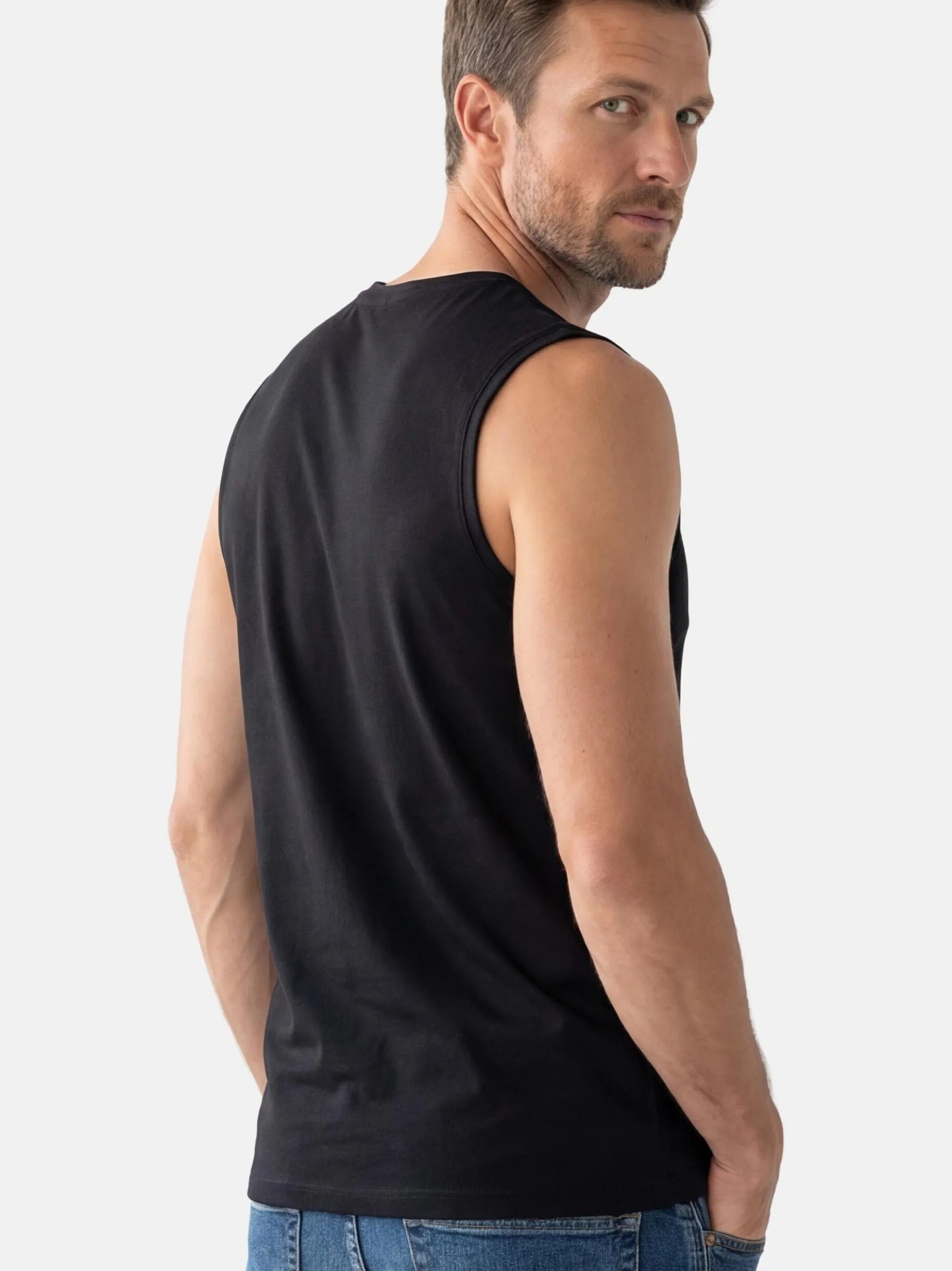 Ragman Herren Unterhemden im 4er-Pack in schwarz
