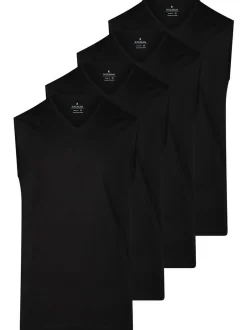 Ragman Herren Unterhemden im 4er-Pack in schwarz