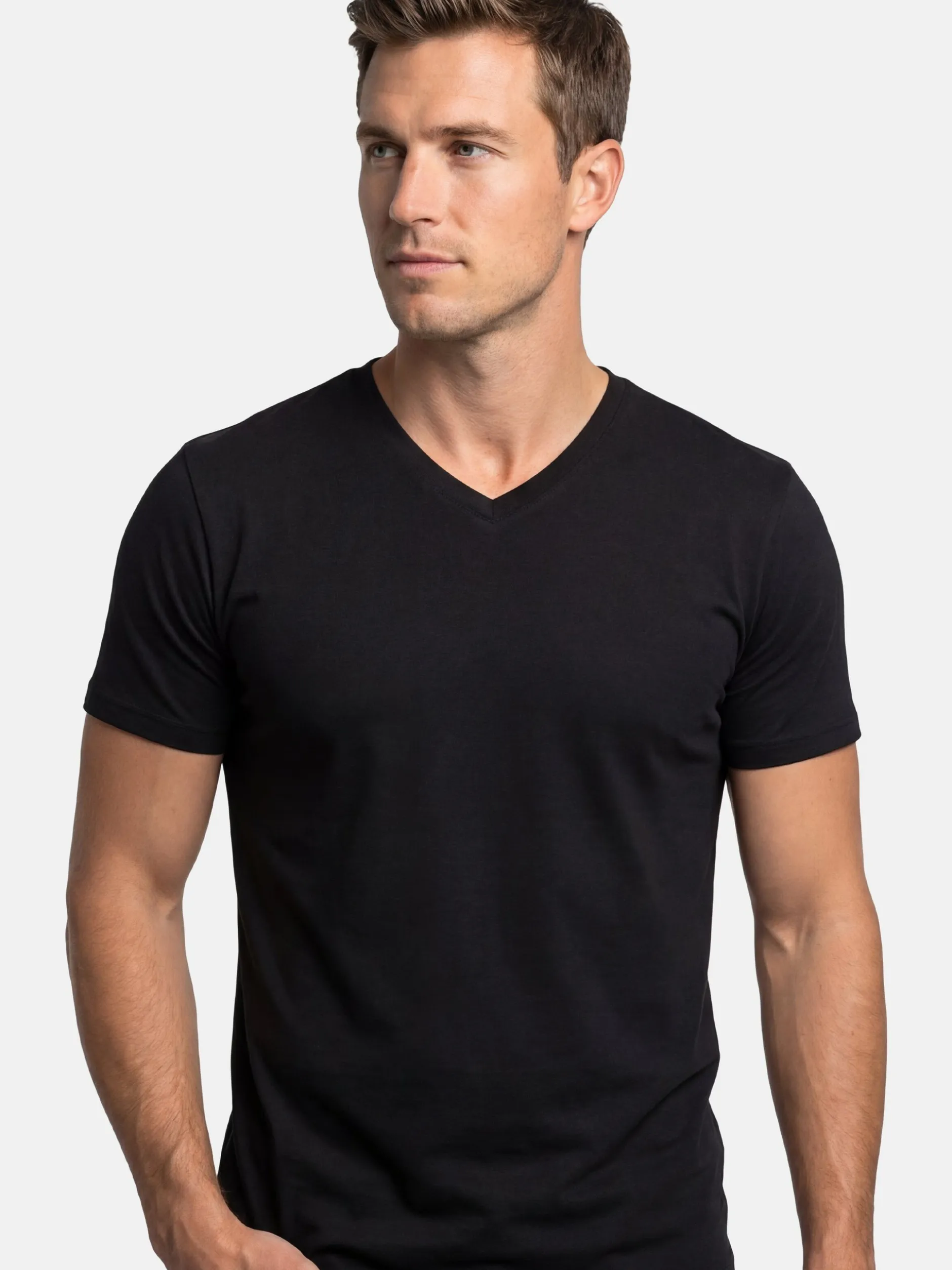 Ragman Herren Unterhemden im 2er-Pack in schwarz