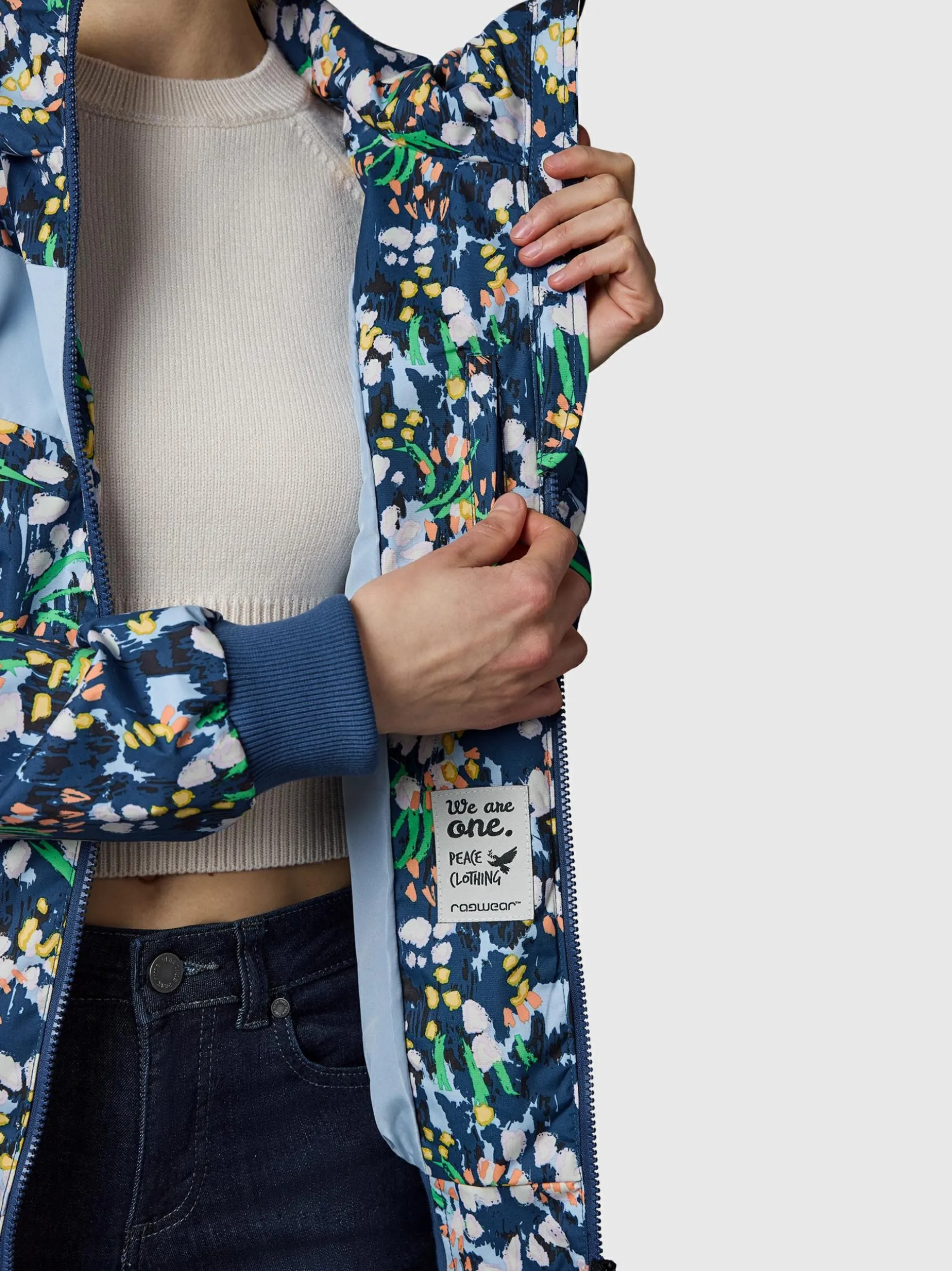 Ragwear Damen Übergangsjacke - Nuggie Block Flower in marine