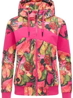 Ragwear Damen Übergangsjacke - Nuggie Block Flower in pink mehrfarbig