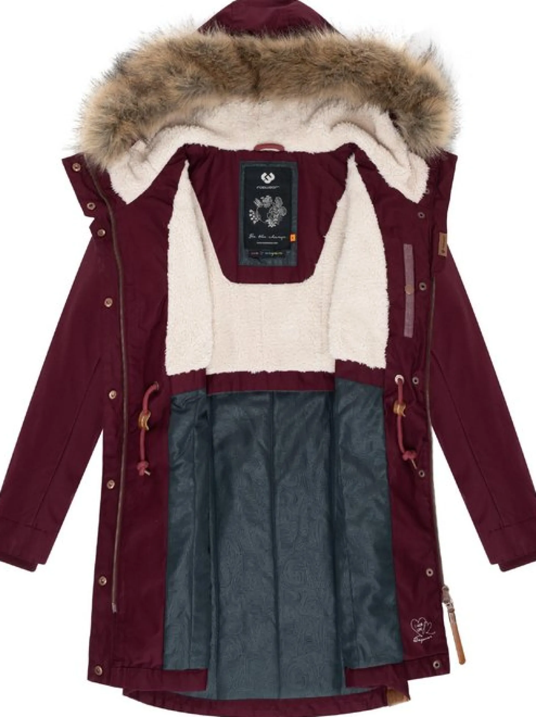Ragwear Damen Parka - Tawny in bordeaux