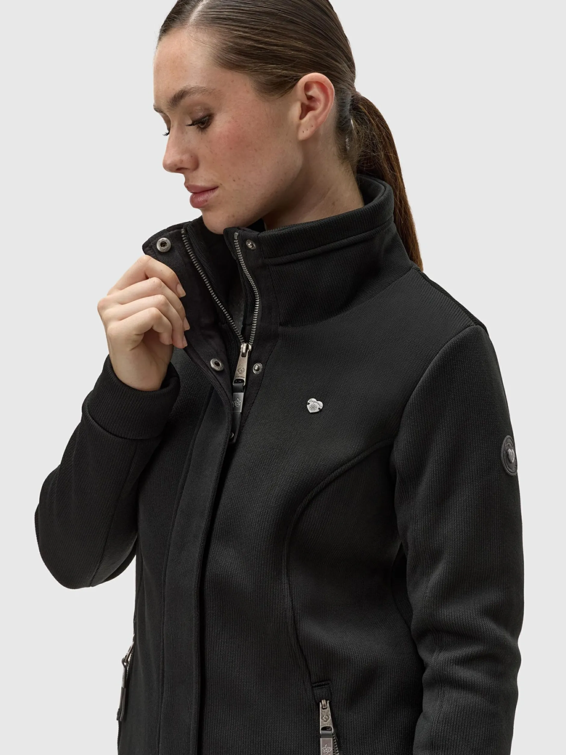 Ragwear Damen Sweatjacke - Letrice Bonded in schwarz