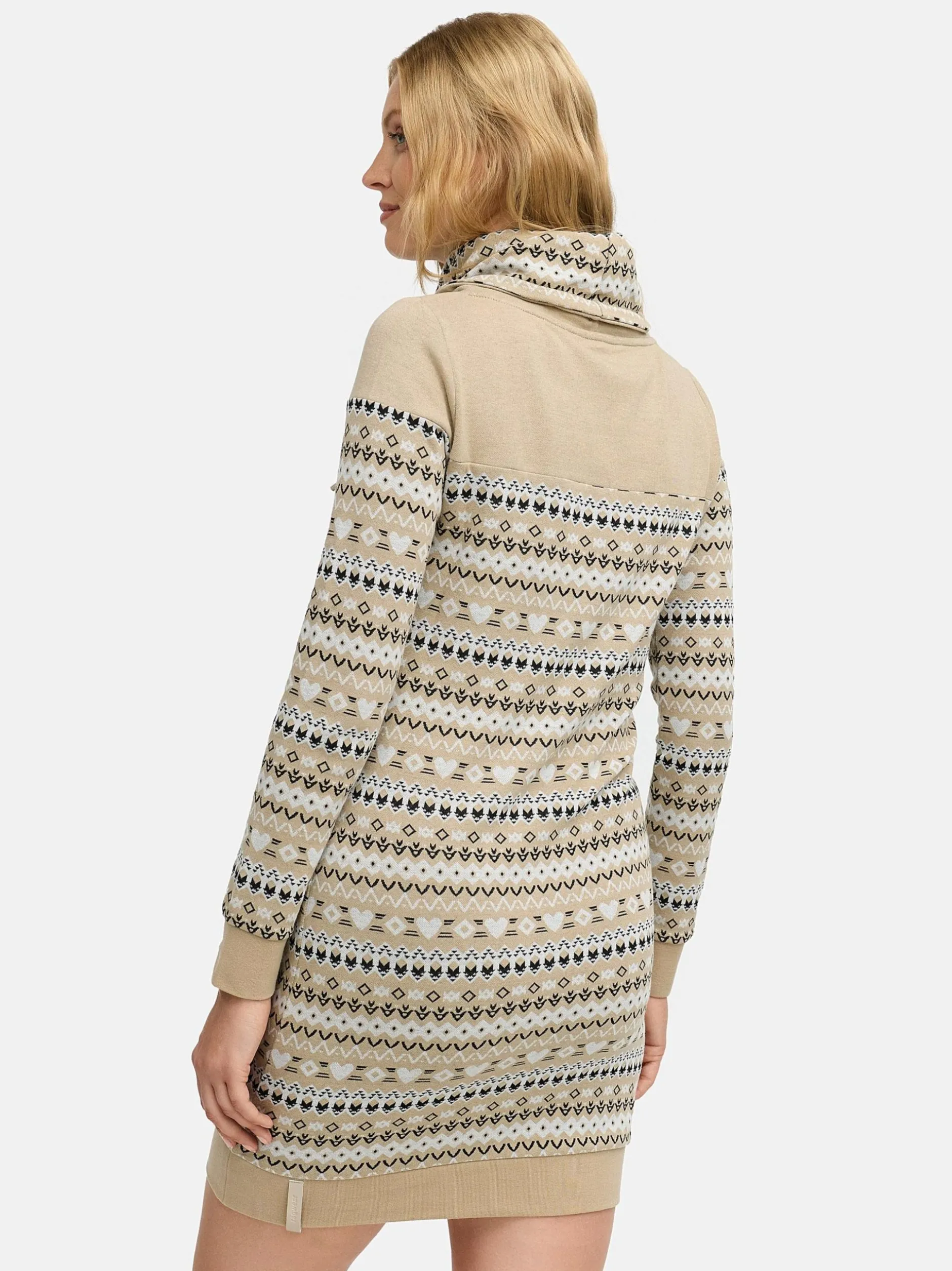 Ragwear Damen Sweatkleid - Chlloe Jacquard YOUMODO in beige