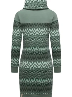 Ragwear Damen Sweatkleid - Chlloe Zig Zag YOUMODO in grün