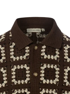 Redefined Rebel Herren Häkelhemd - RRFabian in schoko beige