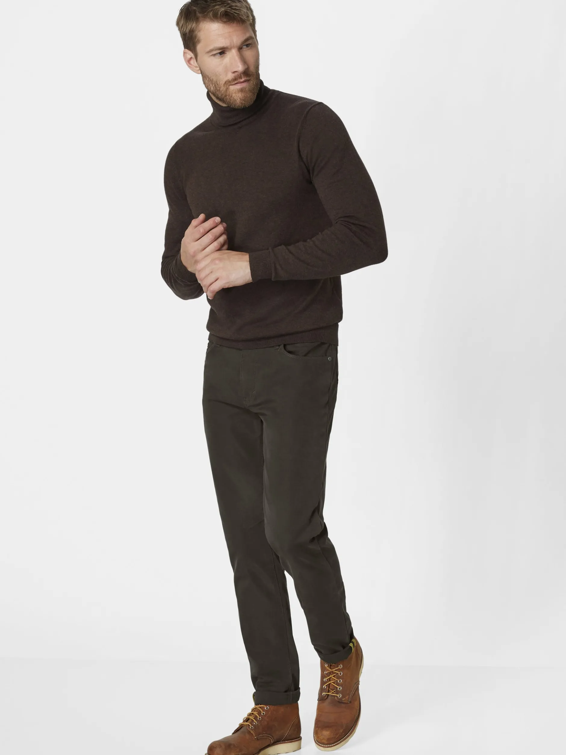 Redpoint Herren 5-Pocket Hose - MILTON Straight Fit in oliv