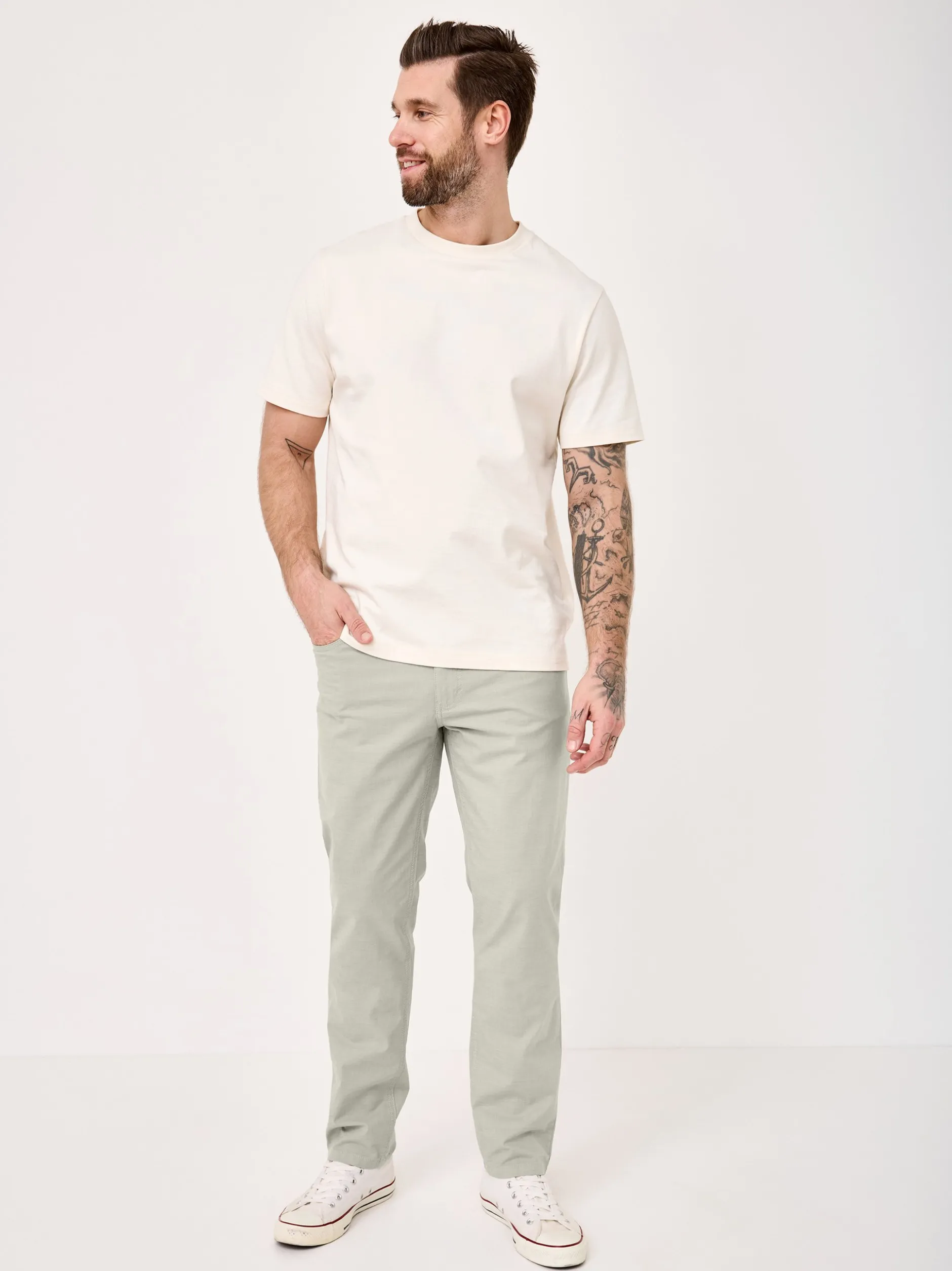 Redpoint Herren 5-Pocket Hose - MILTON Straight Fit in schilf