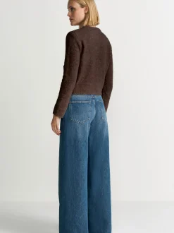 Rich & Royal Damen Bouclé-Strickjacke mit Woll-Anteil in schoko