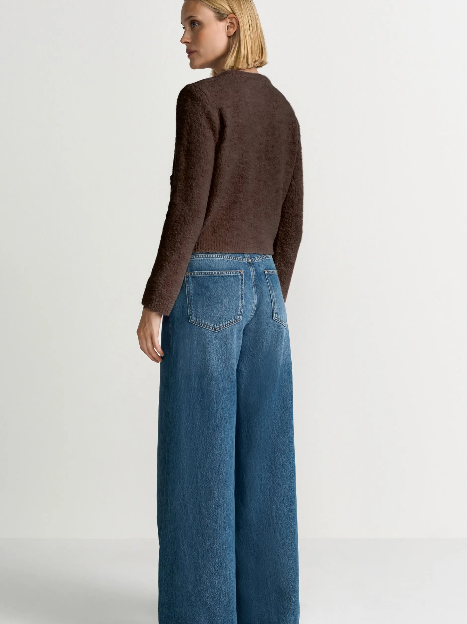 Rich & Royal Damen Bouclé-Strickjacke mit Woll-Anteil in schoko
