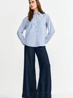 Rich & Royal Damen Hemdbluse in indigo weiß
