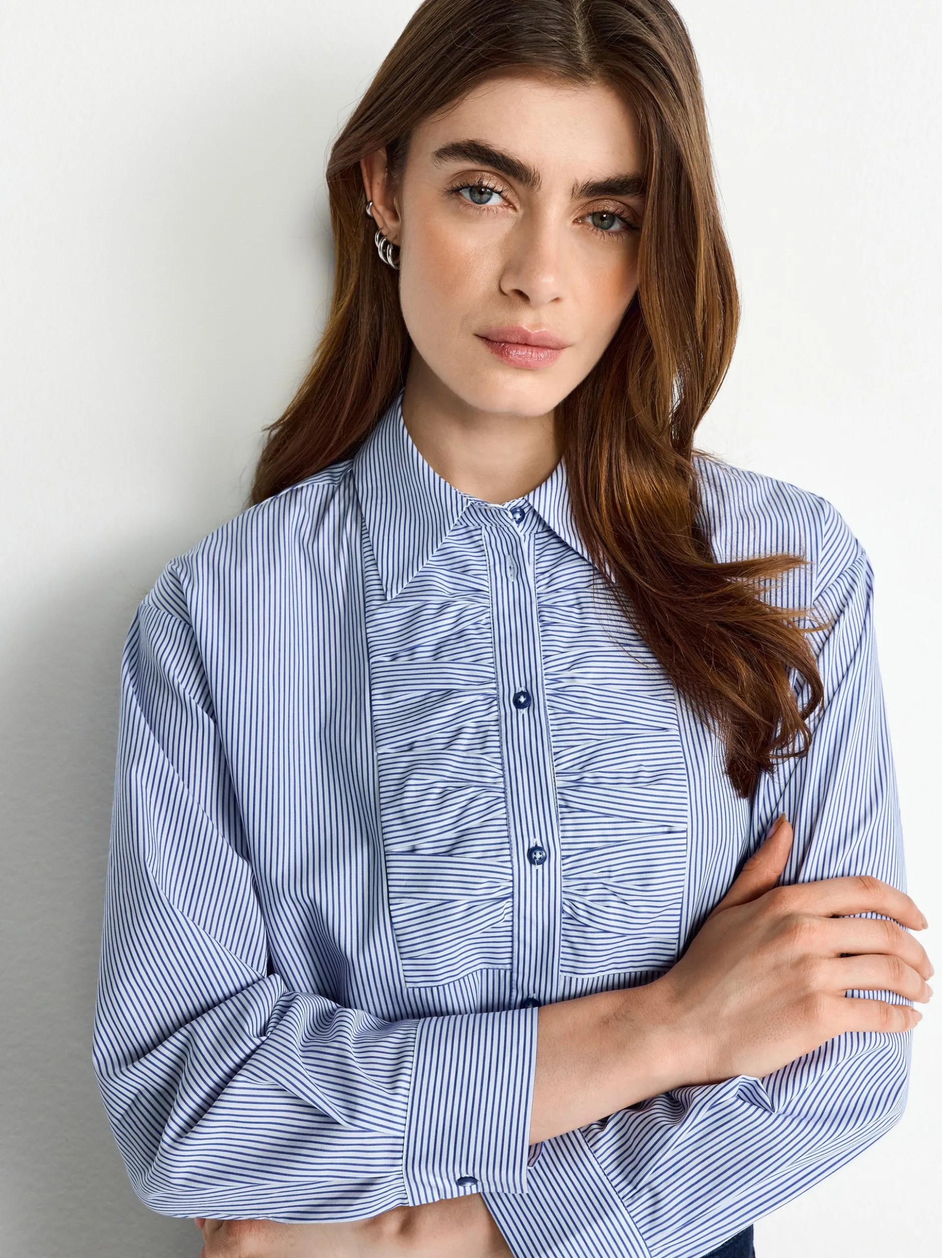 Rich & Royal Damen Hemdbluse in indigo weiß