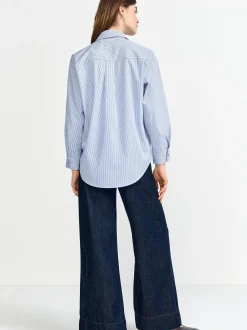 Rich & Royal Damen Hemdbluse in indigo weiß