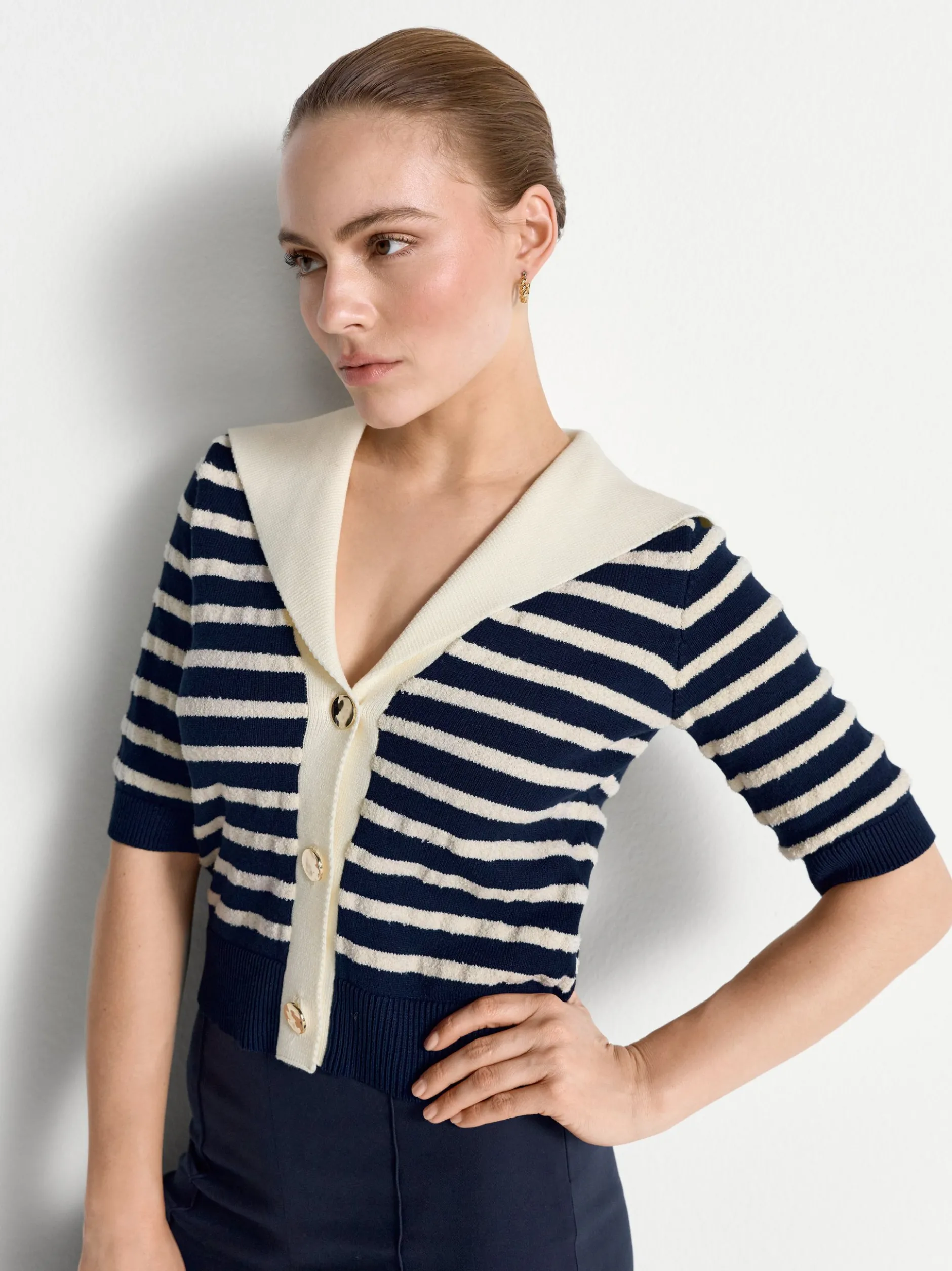 Rich & Royal Damen Strickjacke in marine ecru