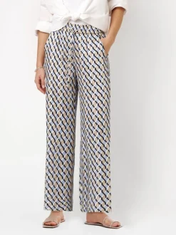 Rosner Damen Hose - Mara Palazzo in blau beige