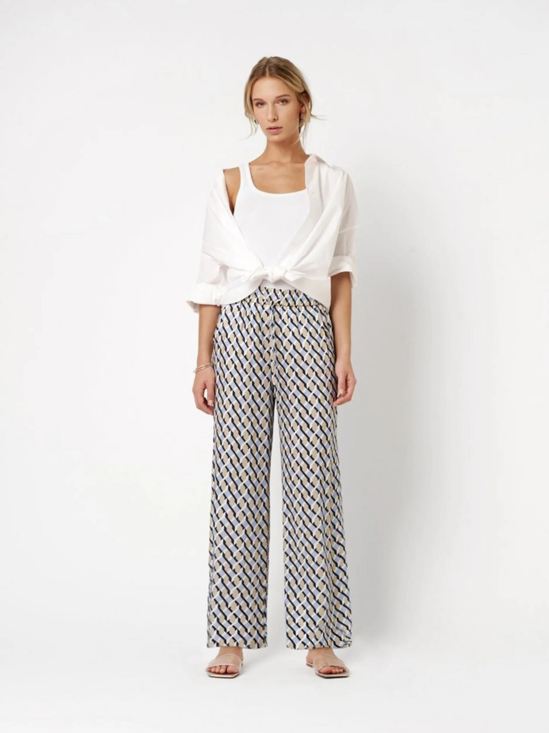 Rosner Damen Hose - Mara Palazzo in blau beige