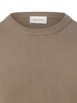 Roy Robson Herren Kurzarm-Feinstrickpullover in oliv
