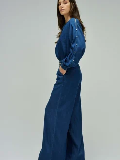 Salsa Jeans Damen Stoffhose - Chain Belt in denim