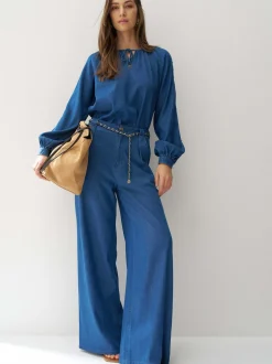 Salsa Jeans Damen Stoffhose - Chain Belt in denim