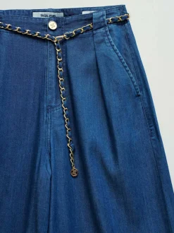 Salsa Jeans Damen Stoffhose - Chain Belt in denim