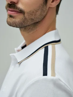 Salsa Jeans Herren Polo in weiß - Ausschnitt: Polokragen