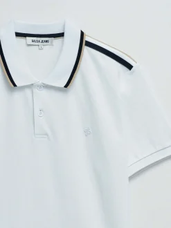 Salsa Jeans Herren Polo in weiß - Ausschnitt: Polokragen