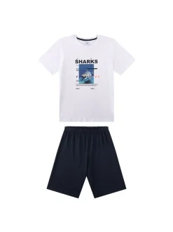 Sanetta Jungen Pyjama in weiß mehrfarbig