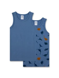 Sanetta Jungen Unterhemd 2er Pack in blau