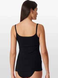 Schiesser Damen Spaghettitop - Pure Rib in schwarz