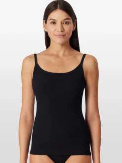 Schiesser Damen Spaghettitop - Pure Rib in schwarz