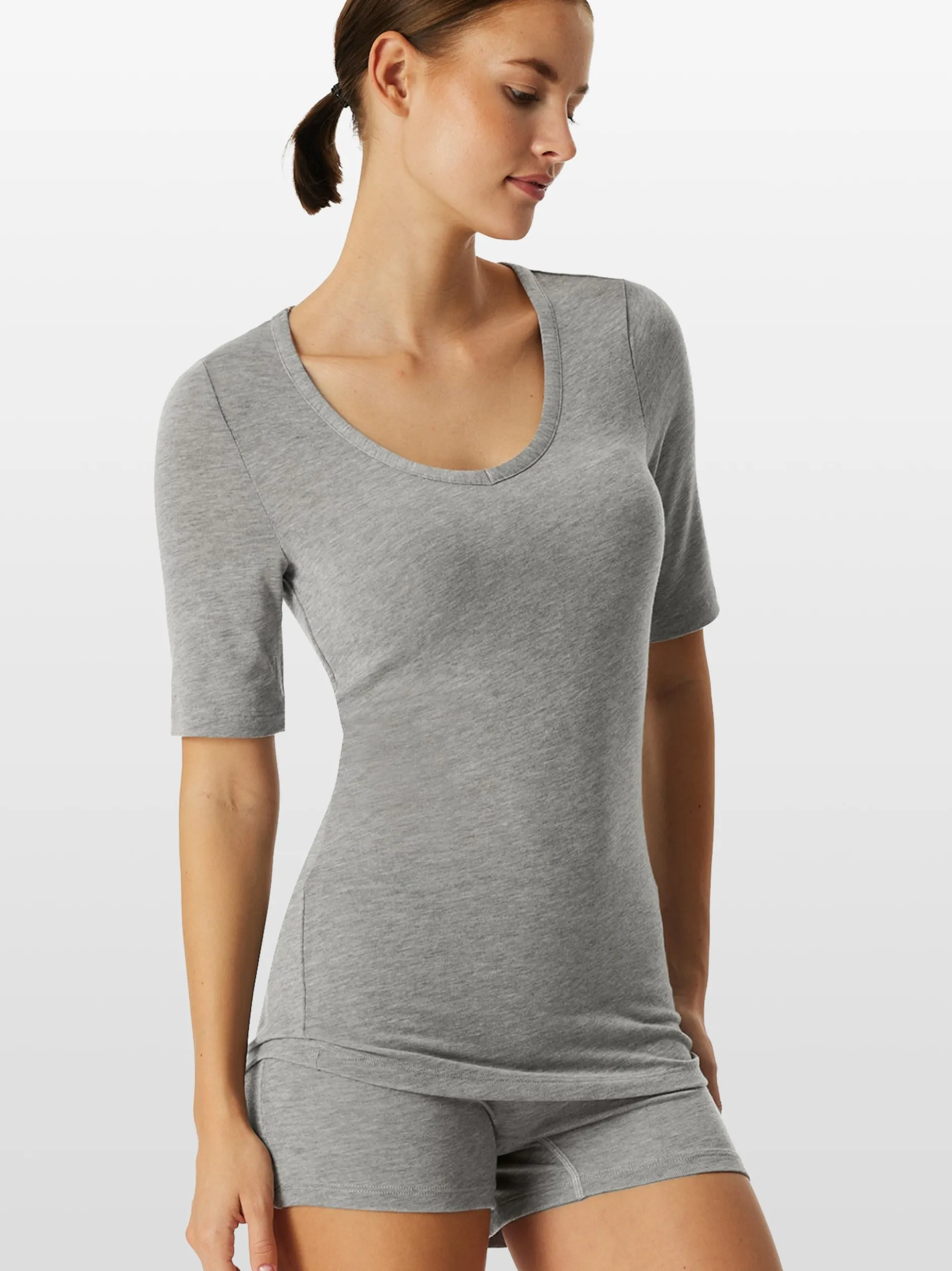 Schiesser Damen Unterziehshirt - Premium Warming in grau