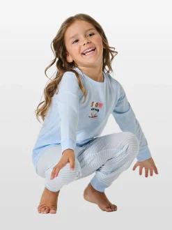 Schiesser Mädchen Pyjama - Horse World in hellblau