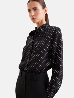 Seidensticker Damen Ausgestellte Bluse - Regular Fit in schwarz