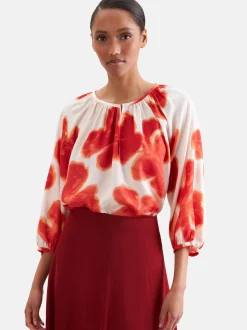 Seidensticker Damen Bluse in rot weiß - Ärmel: 3/4 Arm
