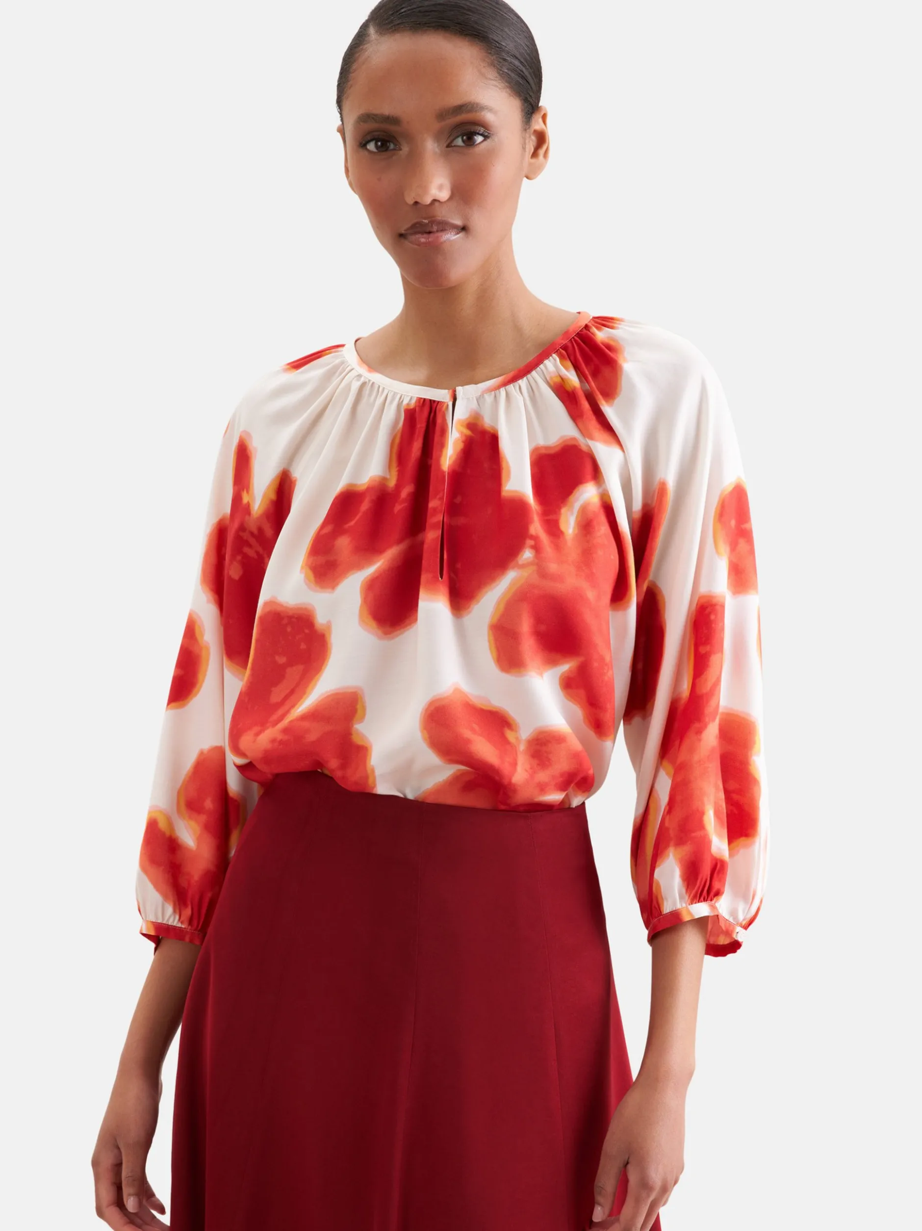 Seidensticker Damen Bluse in rot weiß - Ärmel: 3/4 Arm