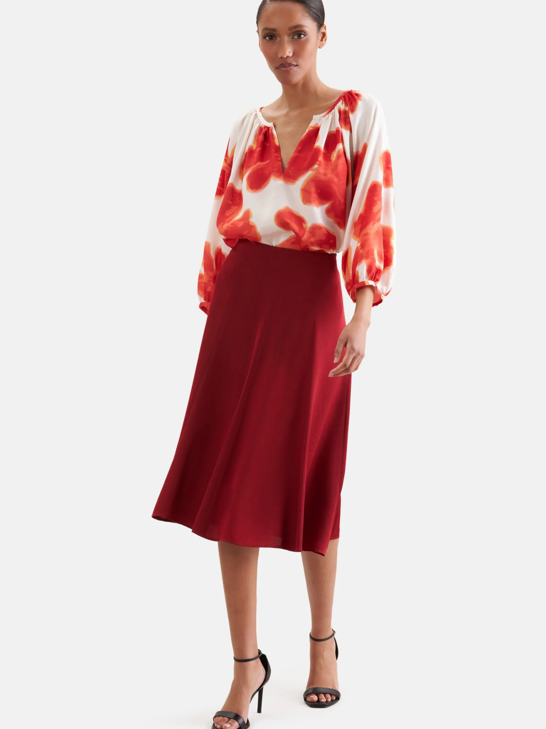 Seidensticker Damen Bluse in rot weiß - Ärmel: 3/4 Arm