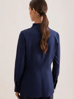 Seidensticker Damen Kelchkragenbluse - Slim Fit in marine